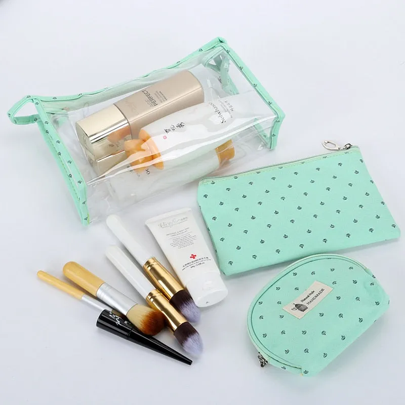 Realaiot 3 Pcs/set Transparent Zipper Makeup Bag Small Cosmetic Bag Clear Women Necessaire Toiletry Bag Cosmetic Cases Organizer New