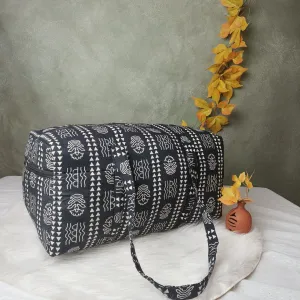 Rectangle Travel Bag Black Geometric Print