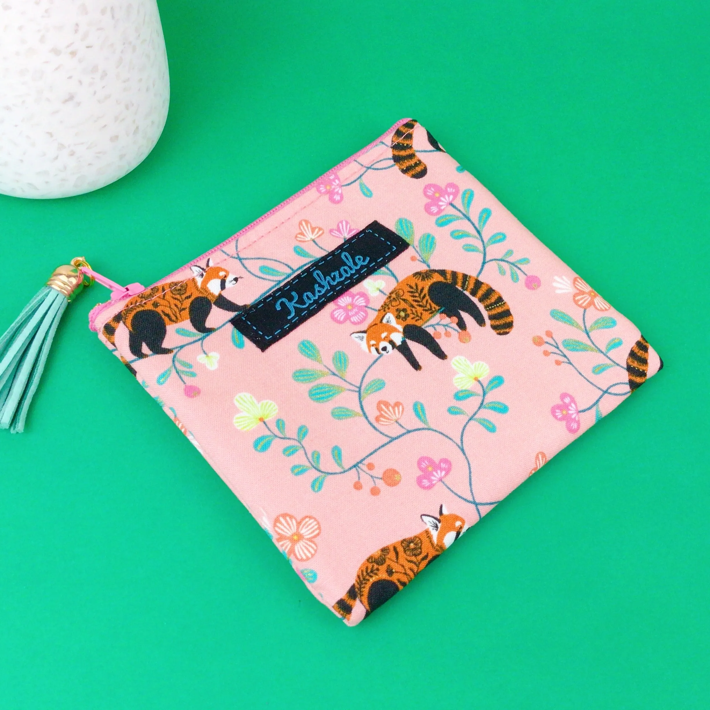 Red Panda Coin Purse. Coral Coin Purse