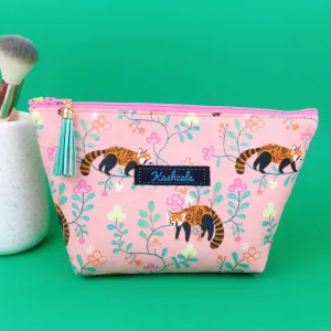 Red Panda Medium Cosmetic Bag. Coral Cosmetic Bags.