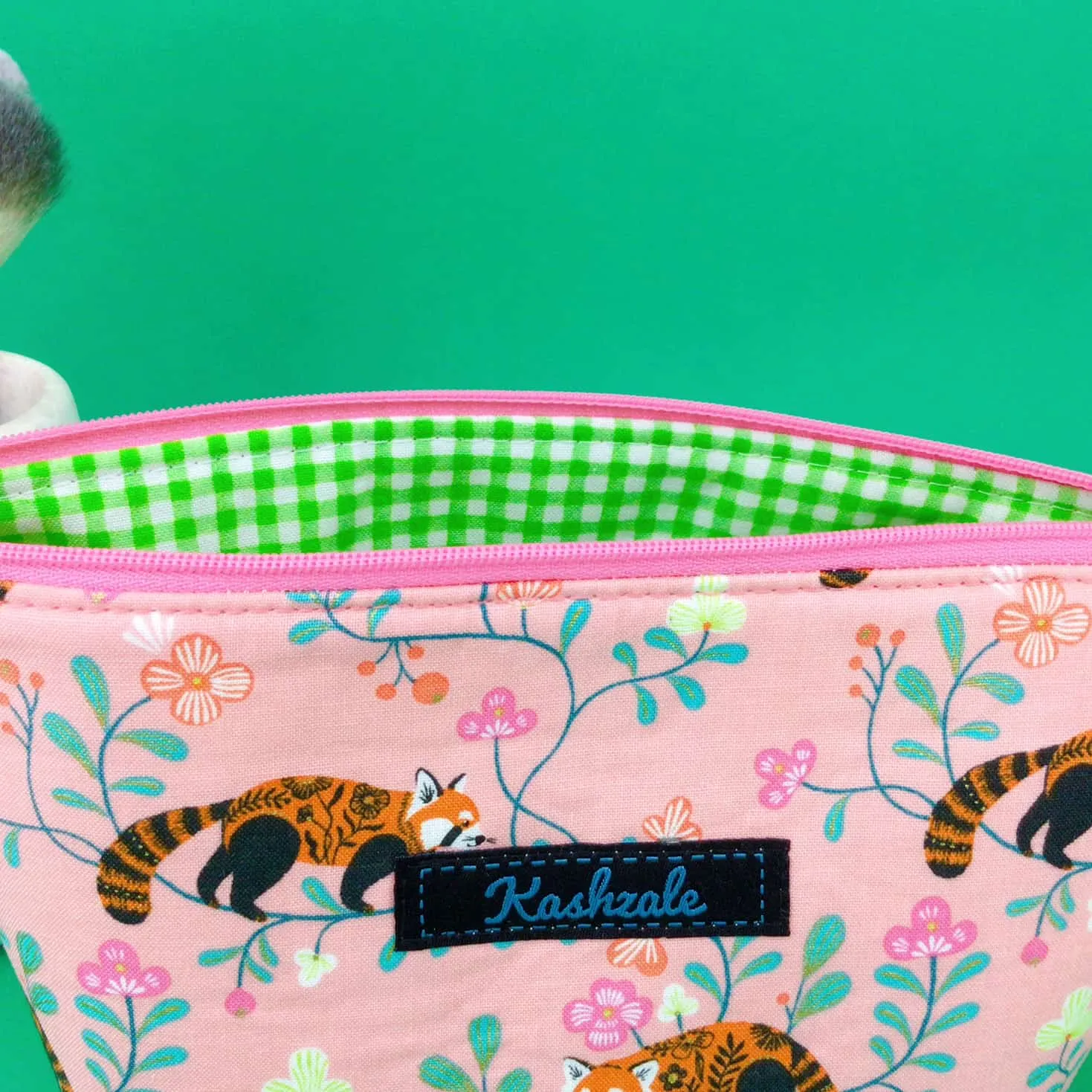 Red Panda Medium Cosmetic Bag. Coral Cosmetic Bags.