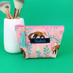 Red Panda Small Makeup Bag.  Coral Small Makeup Bag.