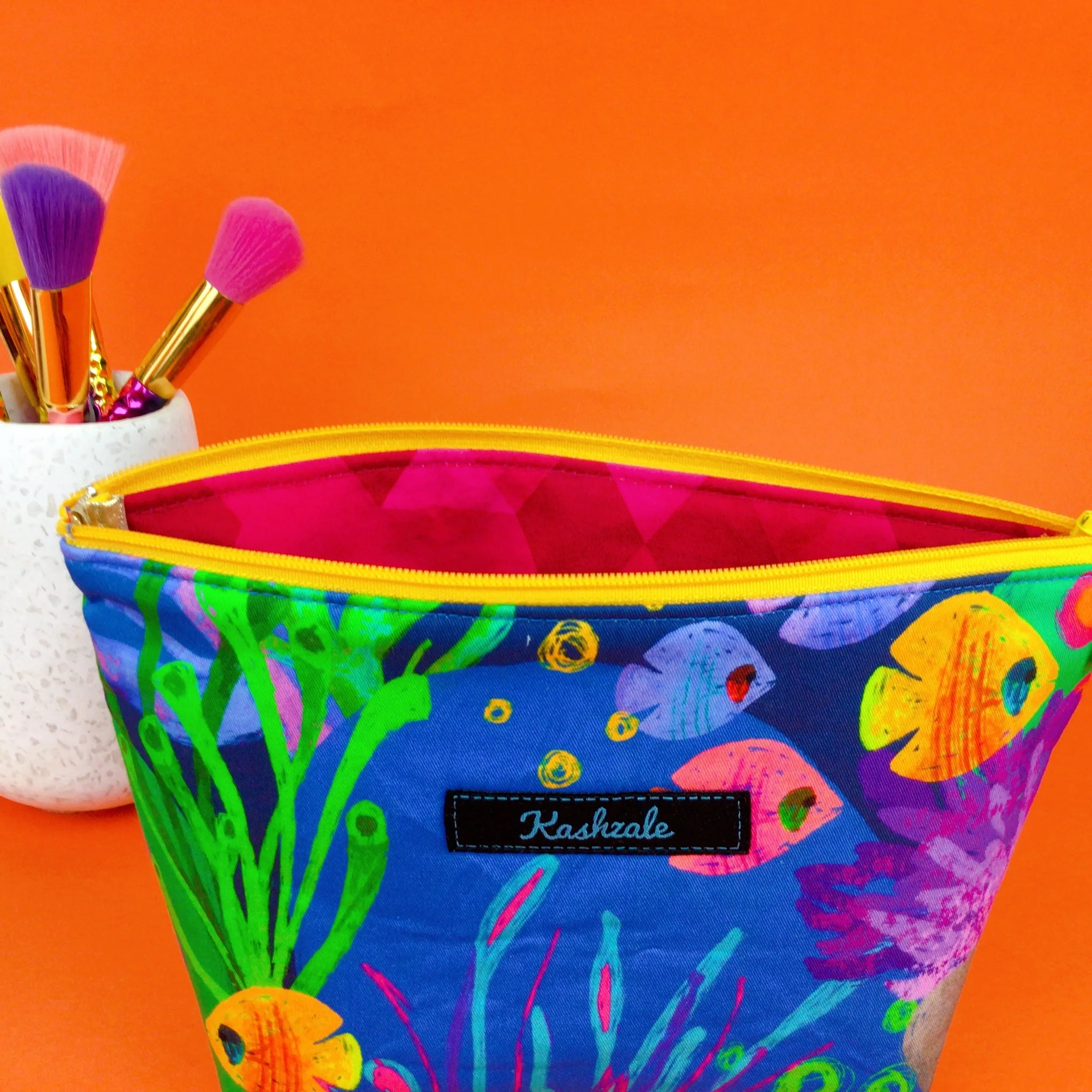 Reef Rainbow Medium Cosmetic Bag. Kasey Rainbow Design.