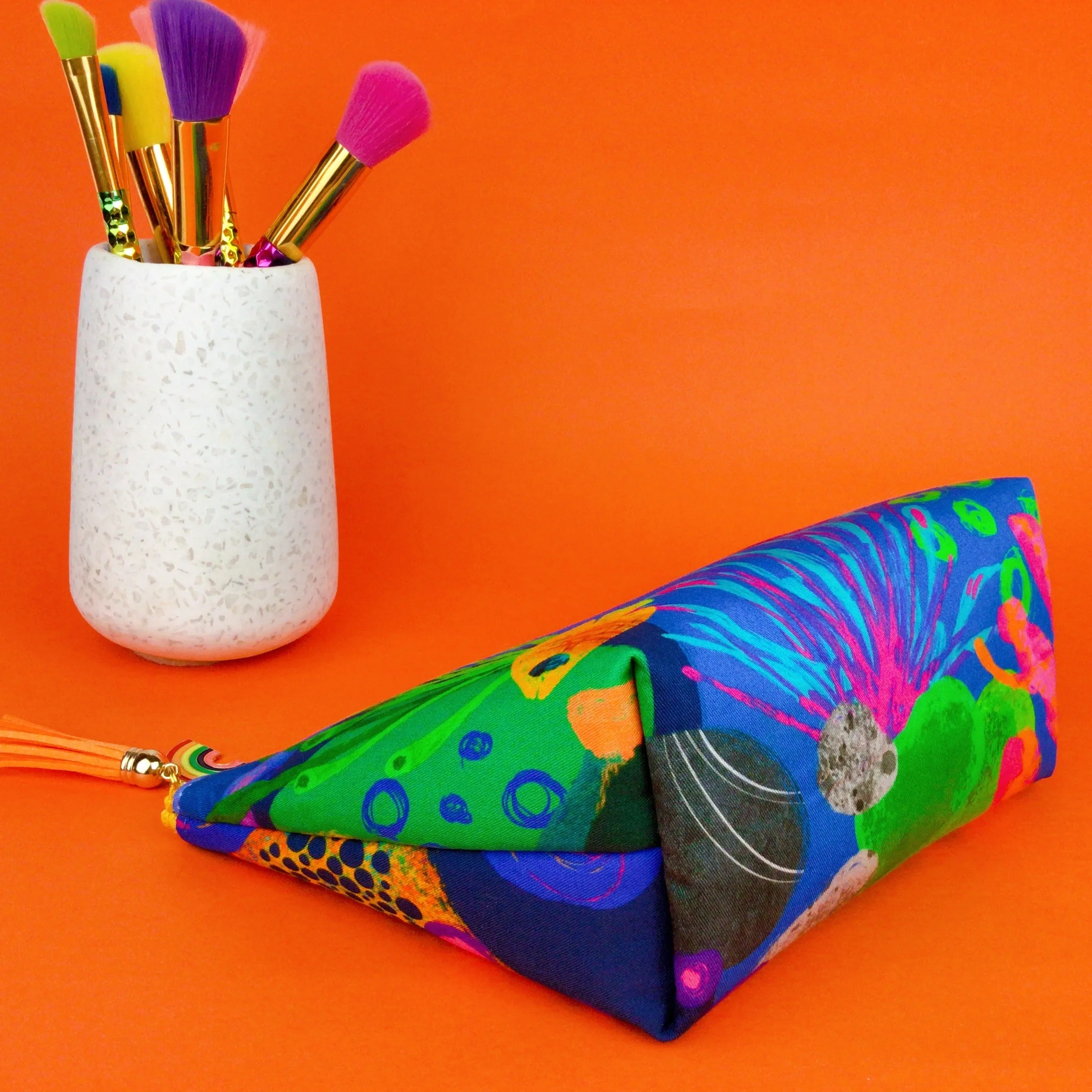 Reef Rainbow Medium Cosmetic Bag. Kasey Rainbow Design.