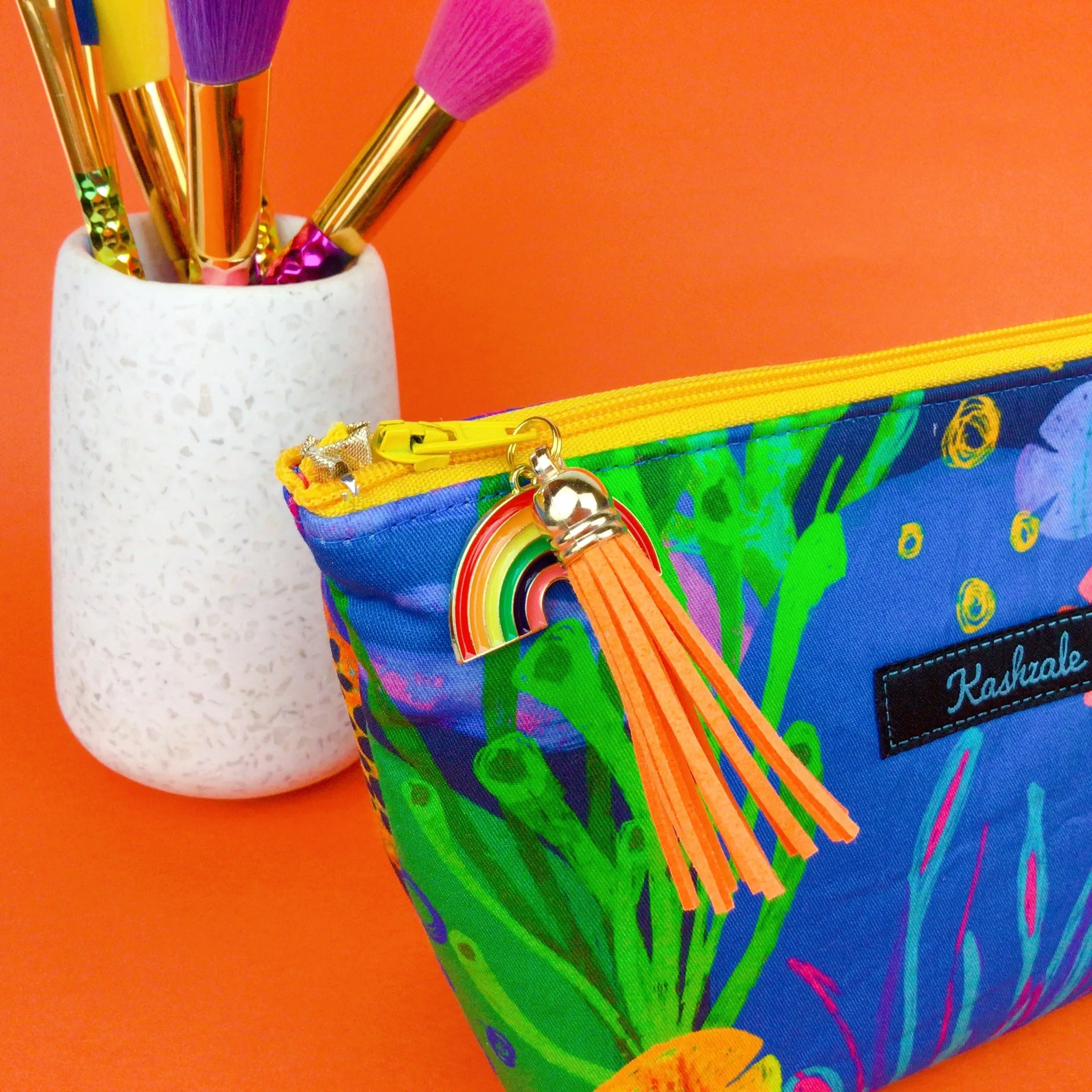 Reef Rainbow Medium Cosmetic Bag. Kasey Rainbow Design.