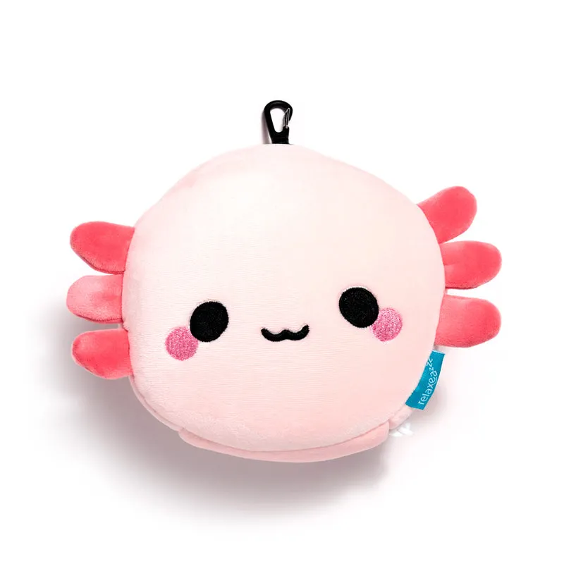 Relaxeazzz Travel Pillow & Eye Mask  - Adoramals Maddie the Axolotl