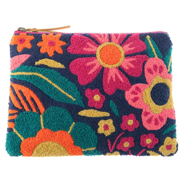 Retro Floral Embroidered Zipper Pouch