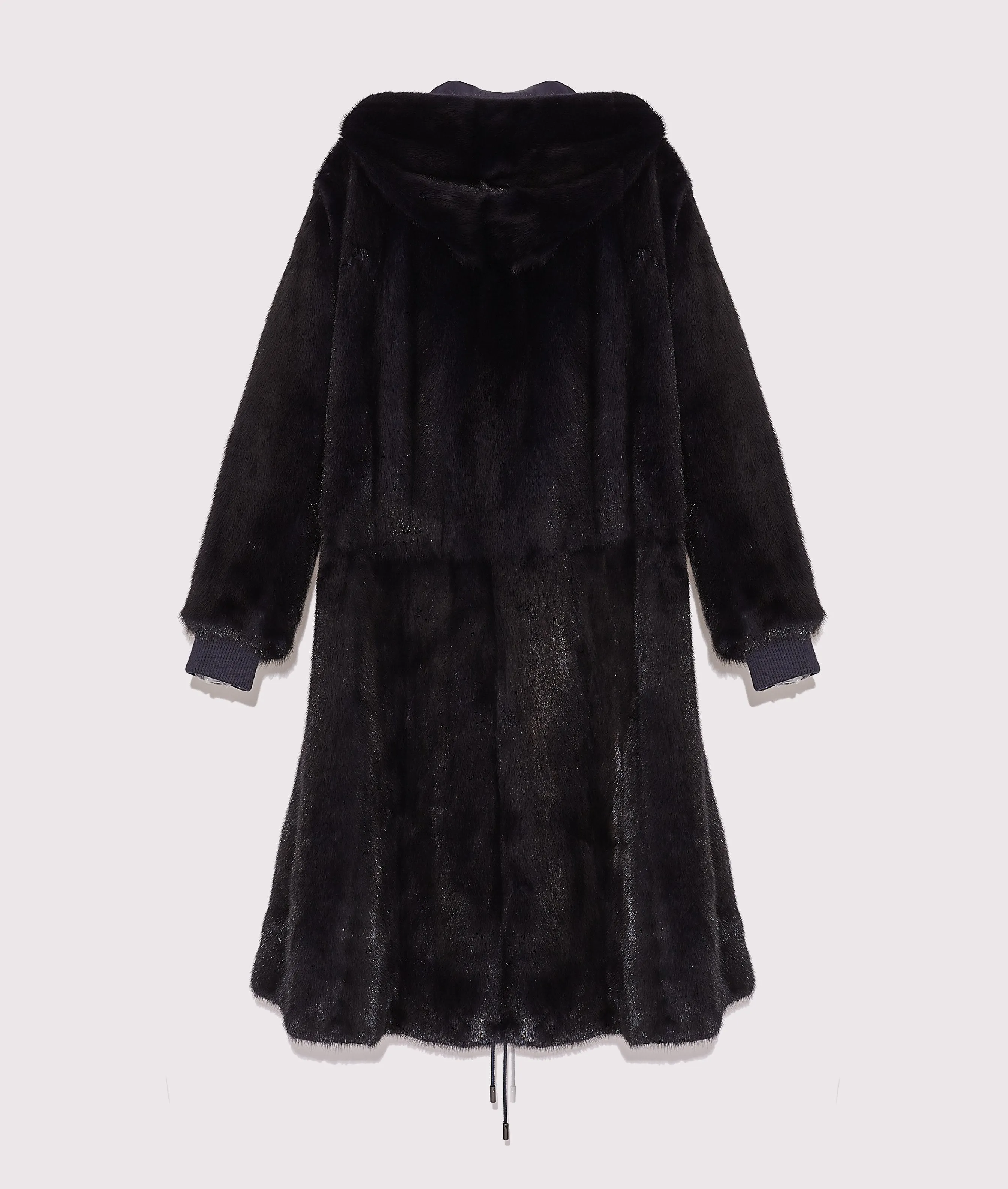 Reversible maxi hoody in mink fur