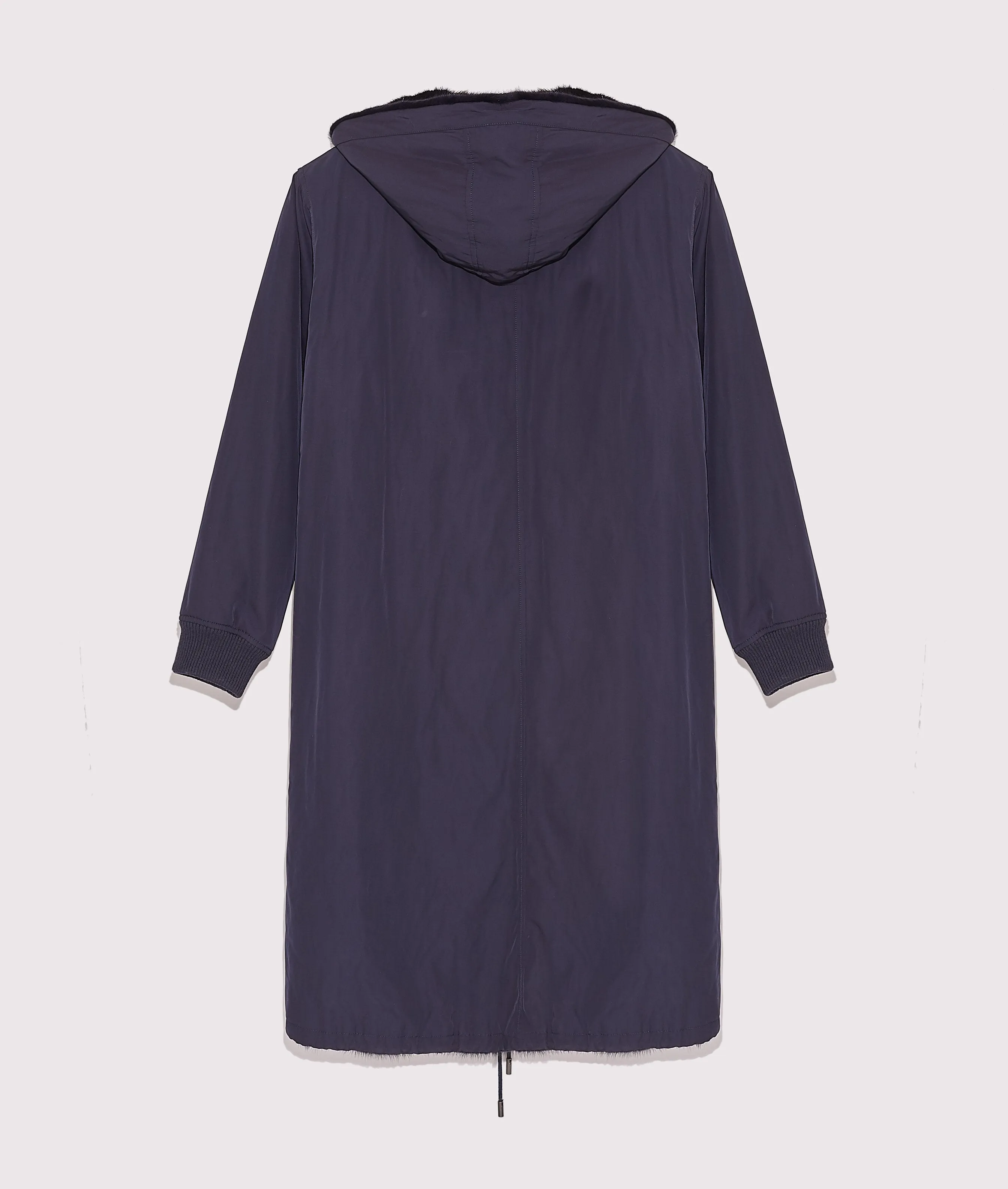 Reversible maxi hoody in mink fur