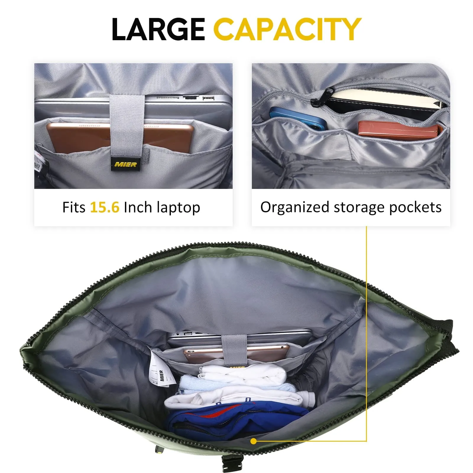 Roll-top Travel Backpack with Laptop Compartment
