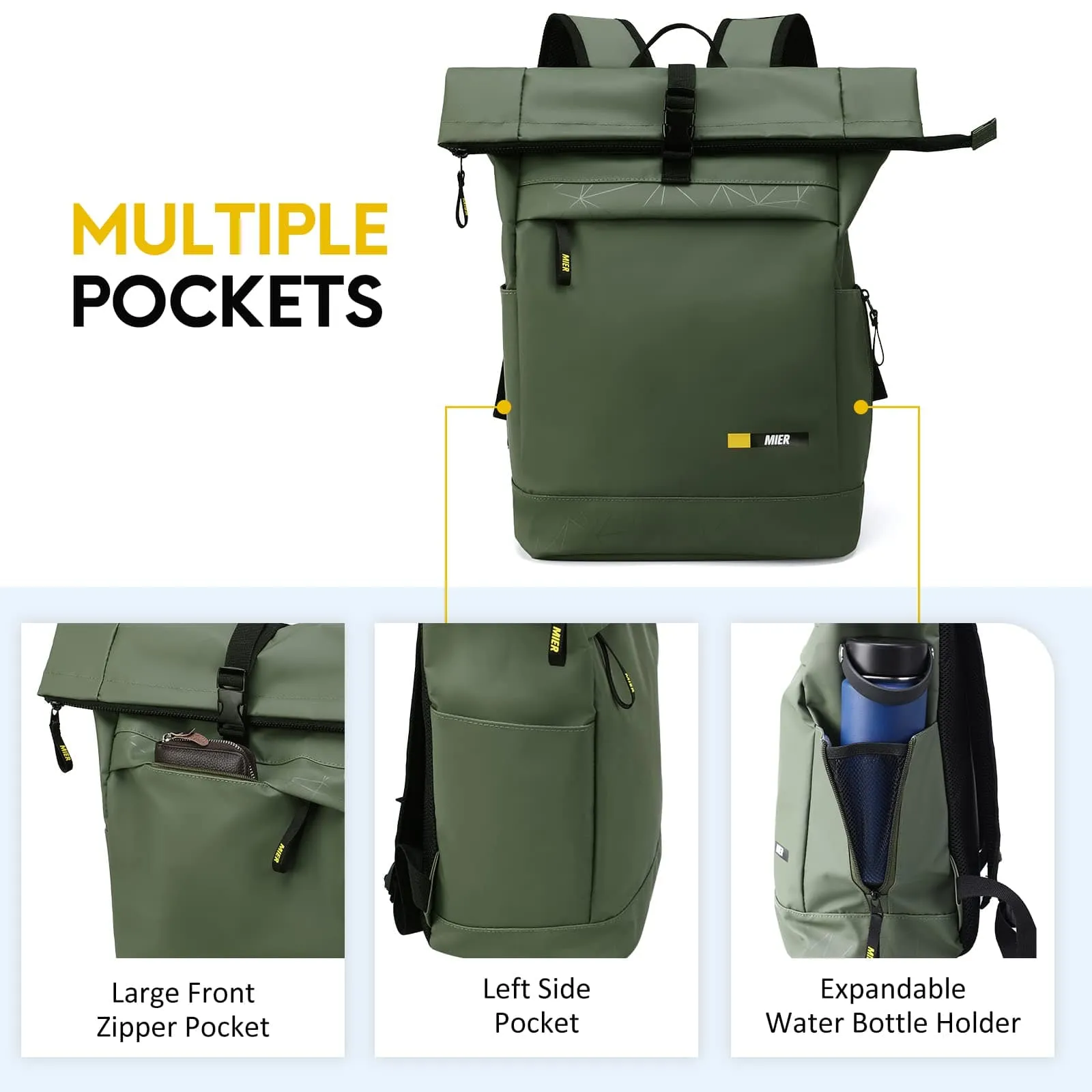 Roll-top Travel Backpack with Laptop Compartment