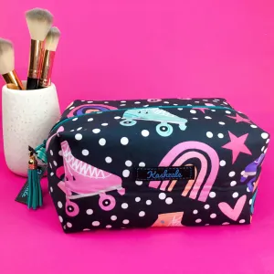 Roller Skating Rainbow Large Box Cosmetic Bag.