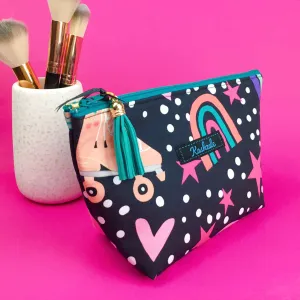 Roller Skating Rainbow Medium Cosmetic Bag.