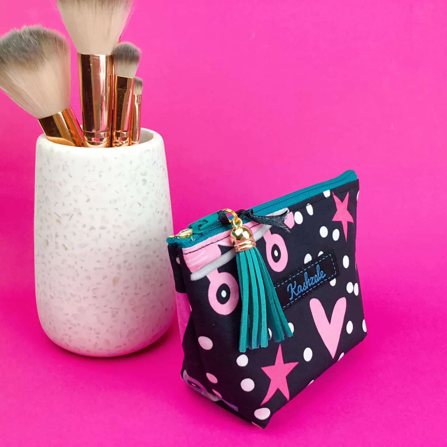 Roller Skating Rainbow Small Makeup Bag.