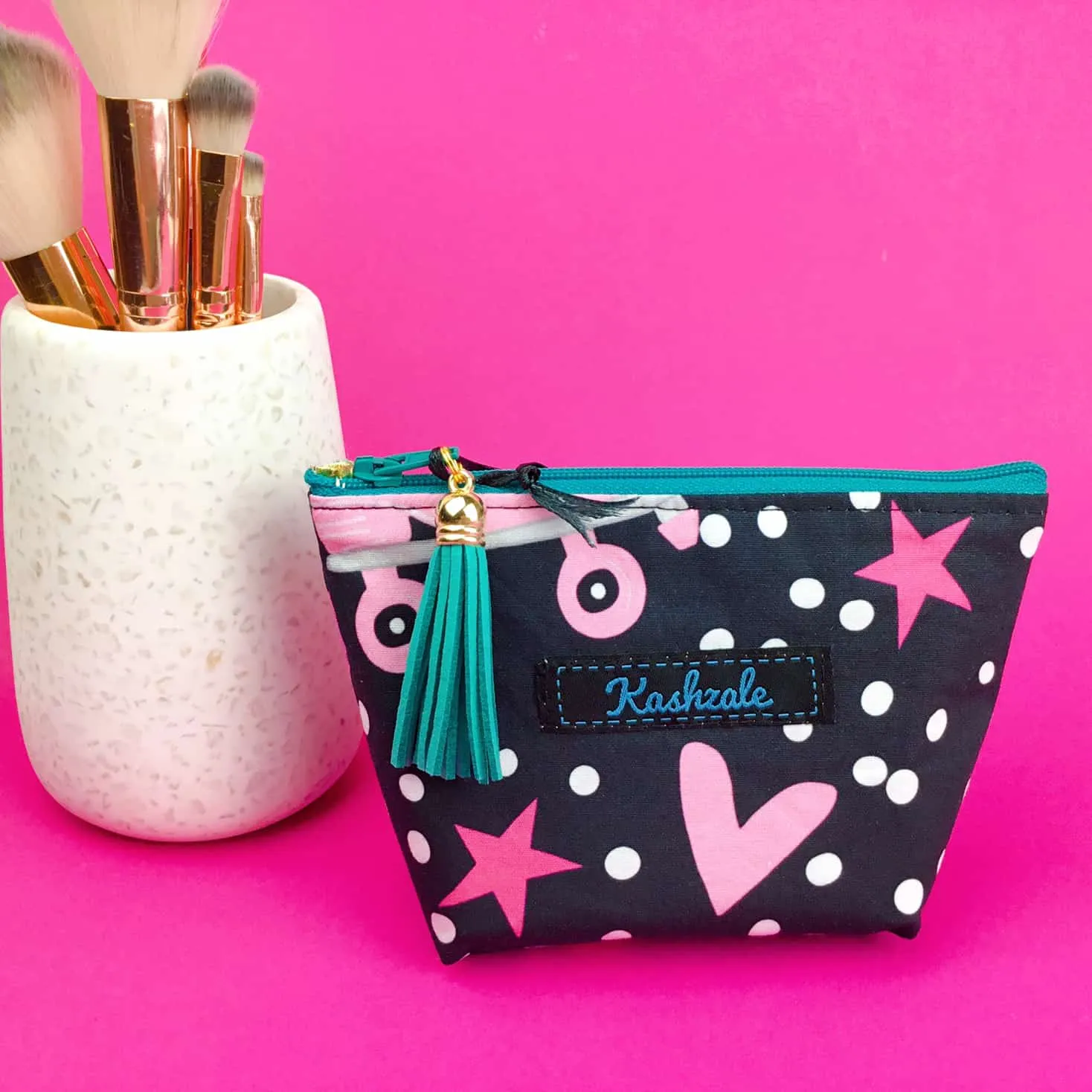Roller Skating Rainbow Small Makeup Bag.