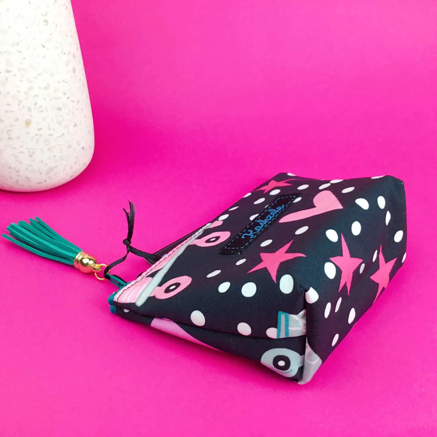 Roller Skating Rainbow Small Makeup Bag.