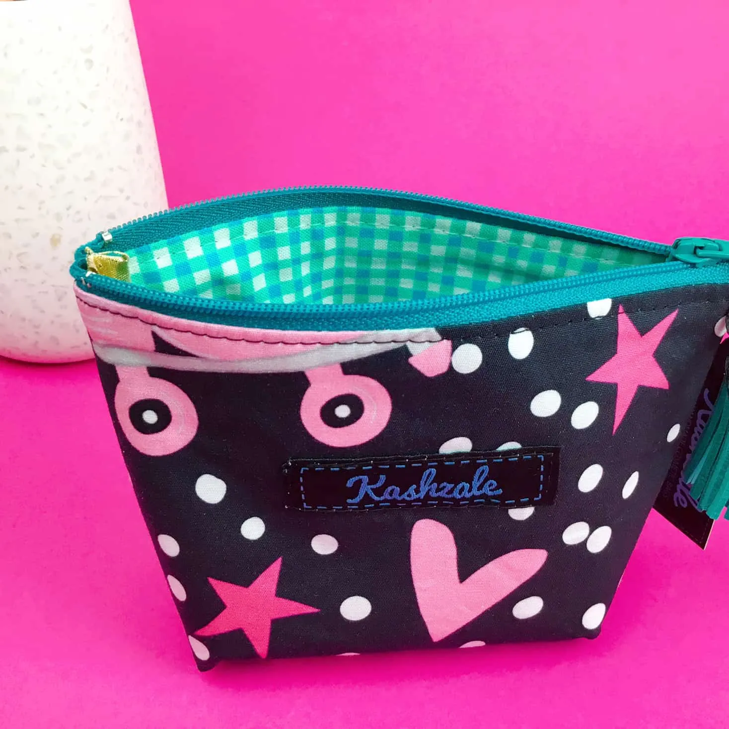 Roller Skating Rainbow Small Makeup Bag.