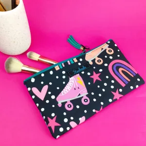 Roller Skating Rainbow Zipper Pouch, Travel Pouch.