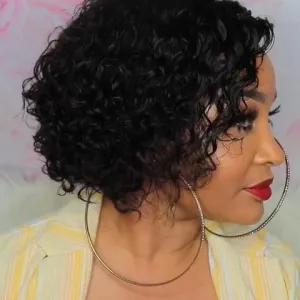 Romantic sweet extreme black BOB corn roll wig