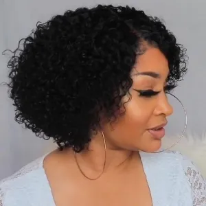 Romantic sweet extreme black BOB wool roll wig