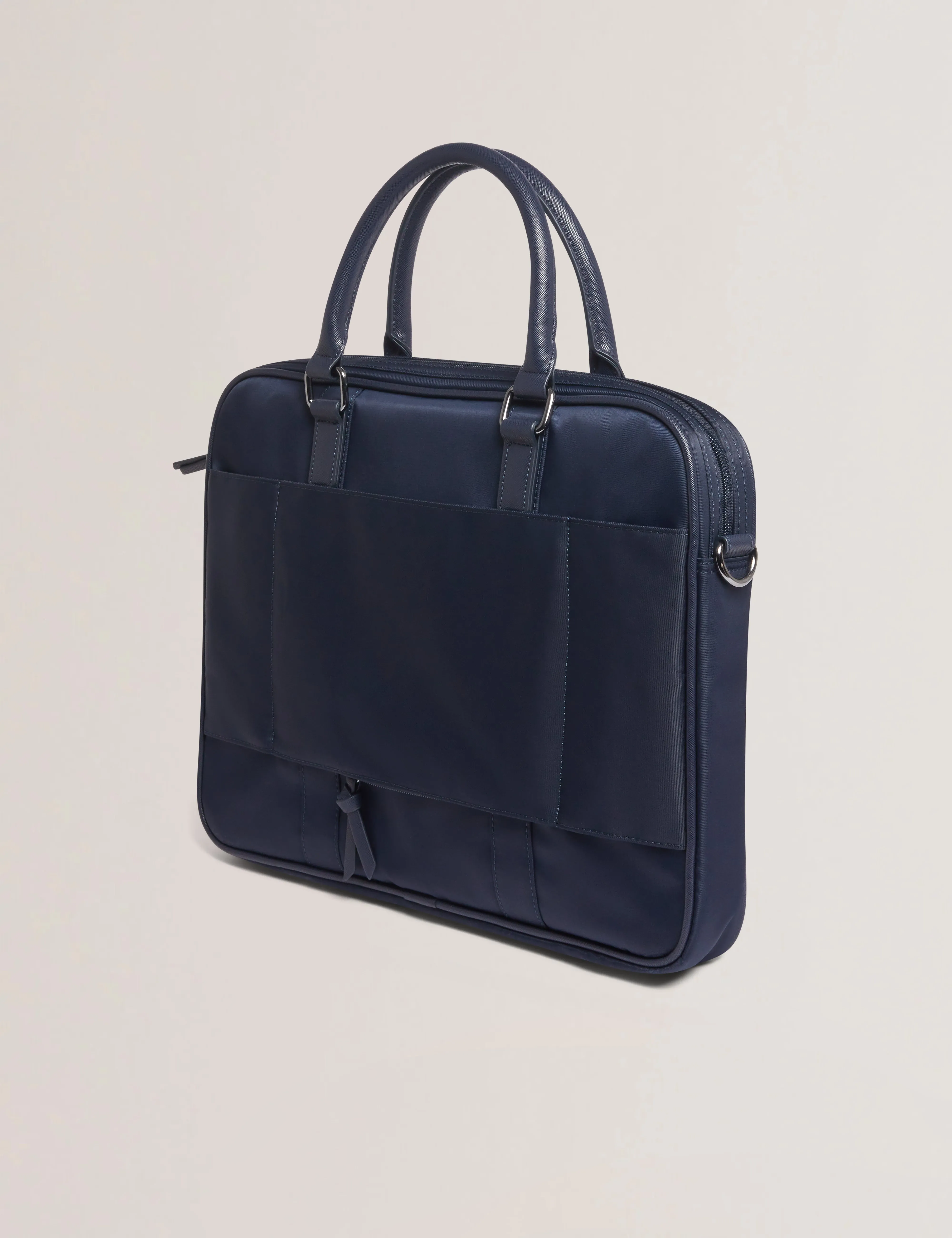 Rooky Core Twill Pu Striped Document Bag Navy