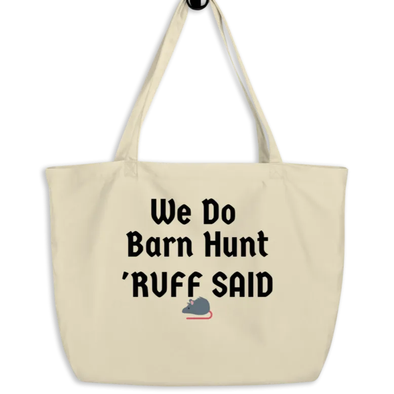 Ruff Barn Hunt w/ Rat X-Large Tote/Shopping Bag-Oyster