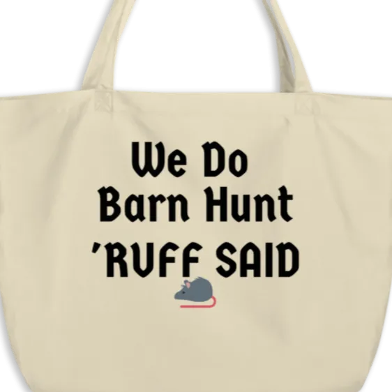 Ruff Barn Hunt w/ Rat X-Large Tote/Shopping Bag-Oyster