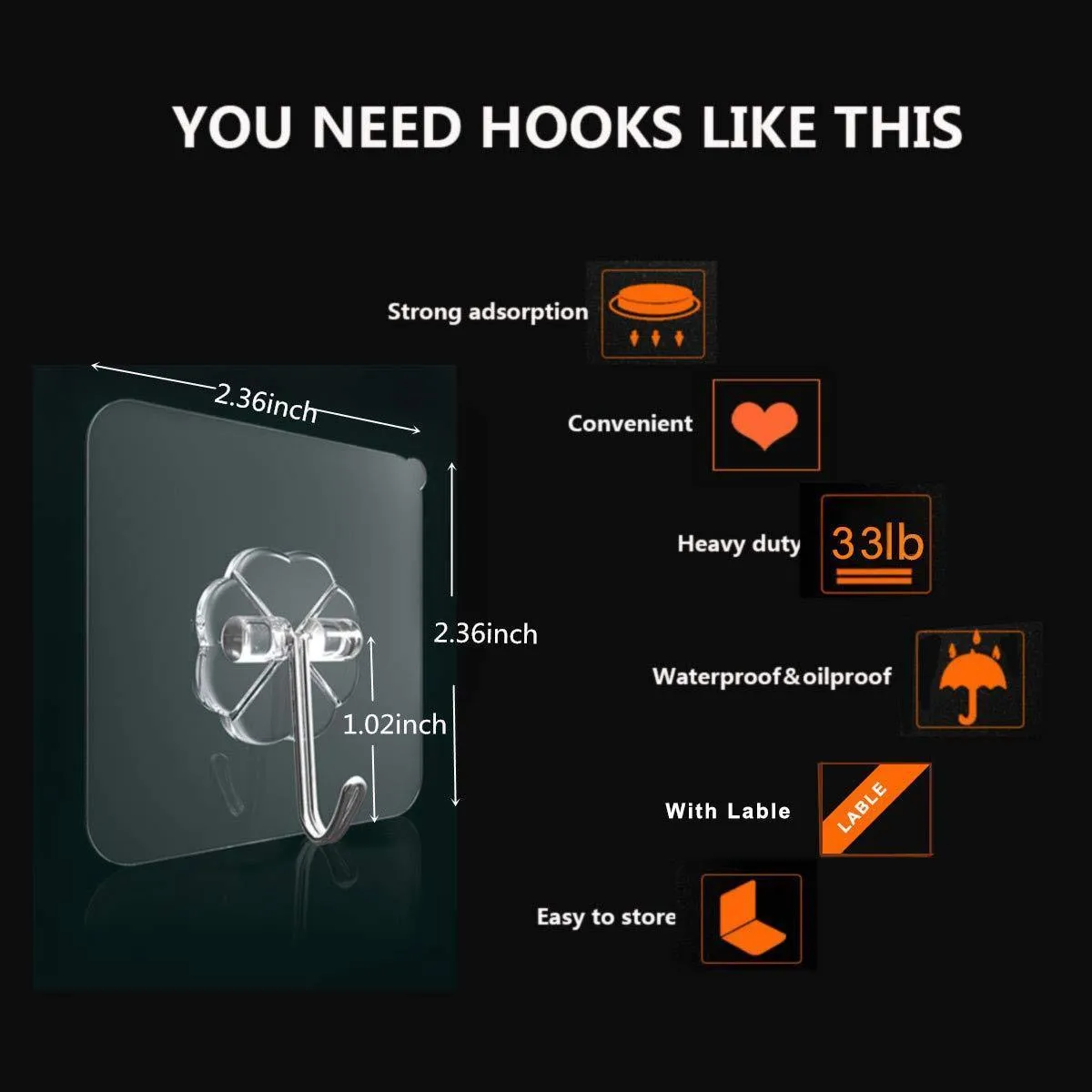 Seamless Adhesive Hook(10 Pcs)