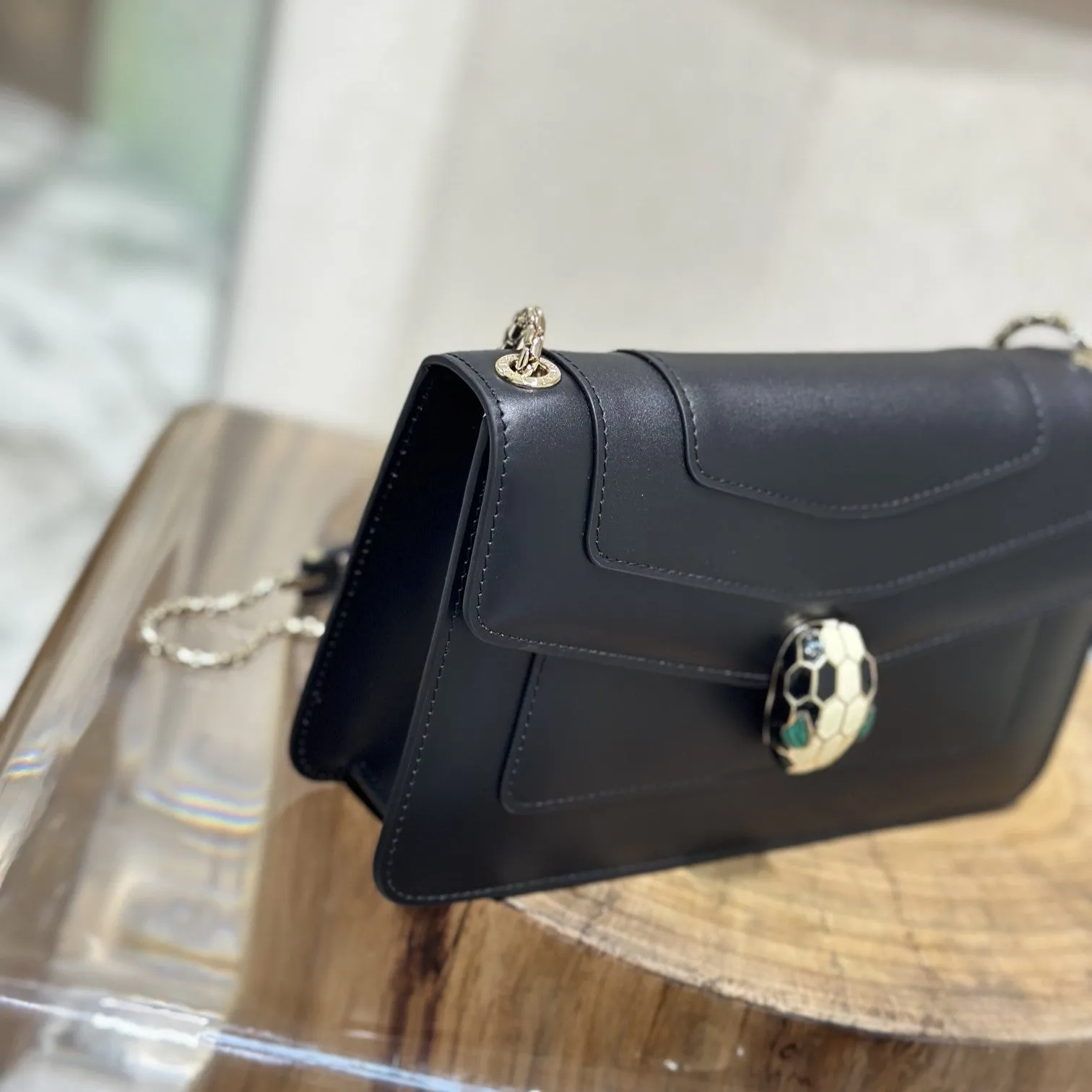 SERPENT FOREVER CROSSBODY 22CM BLACK CALFSKIN 1 COMPARTMENT