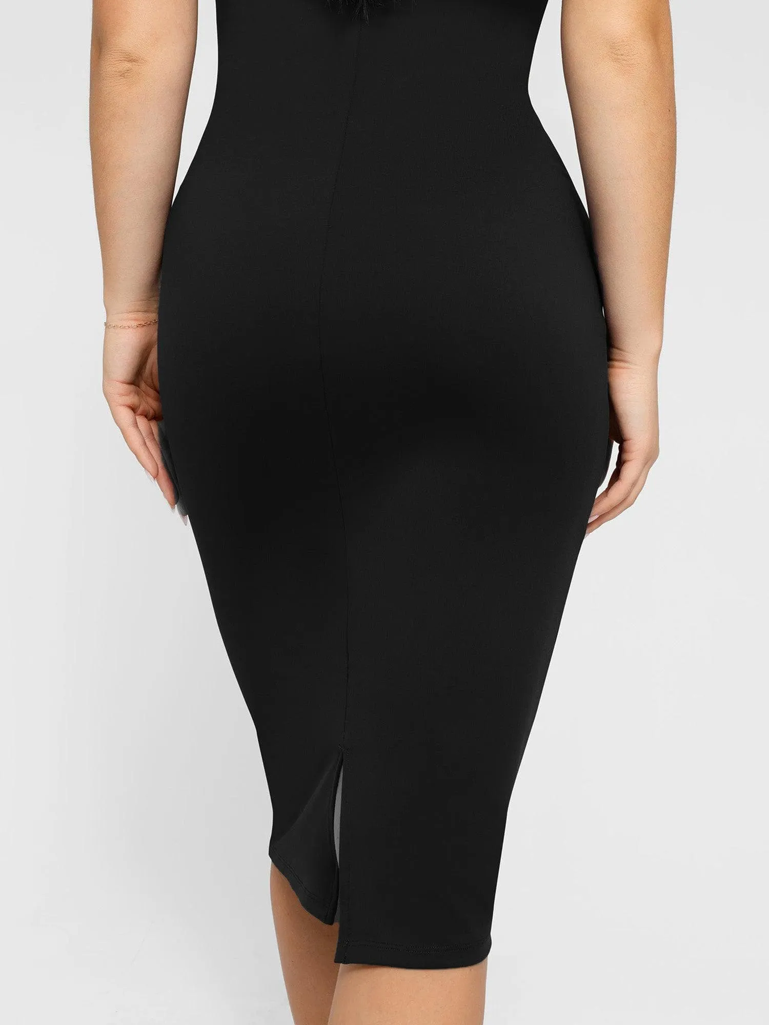 Shapewear Sleeveless Boatneck Sculpting Midi Work Dress