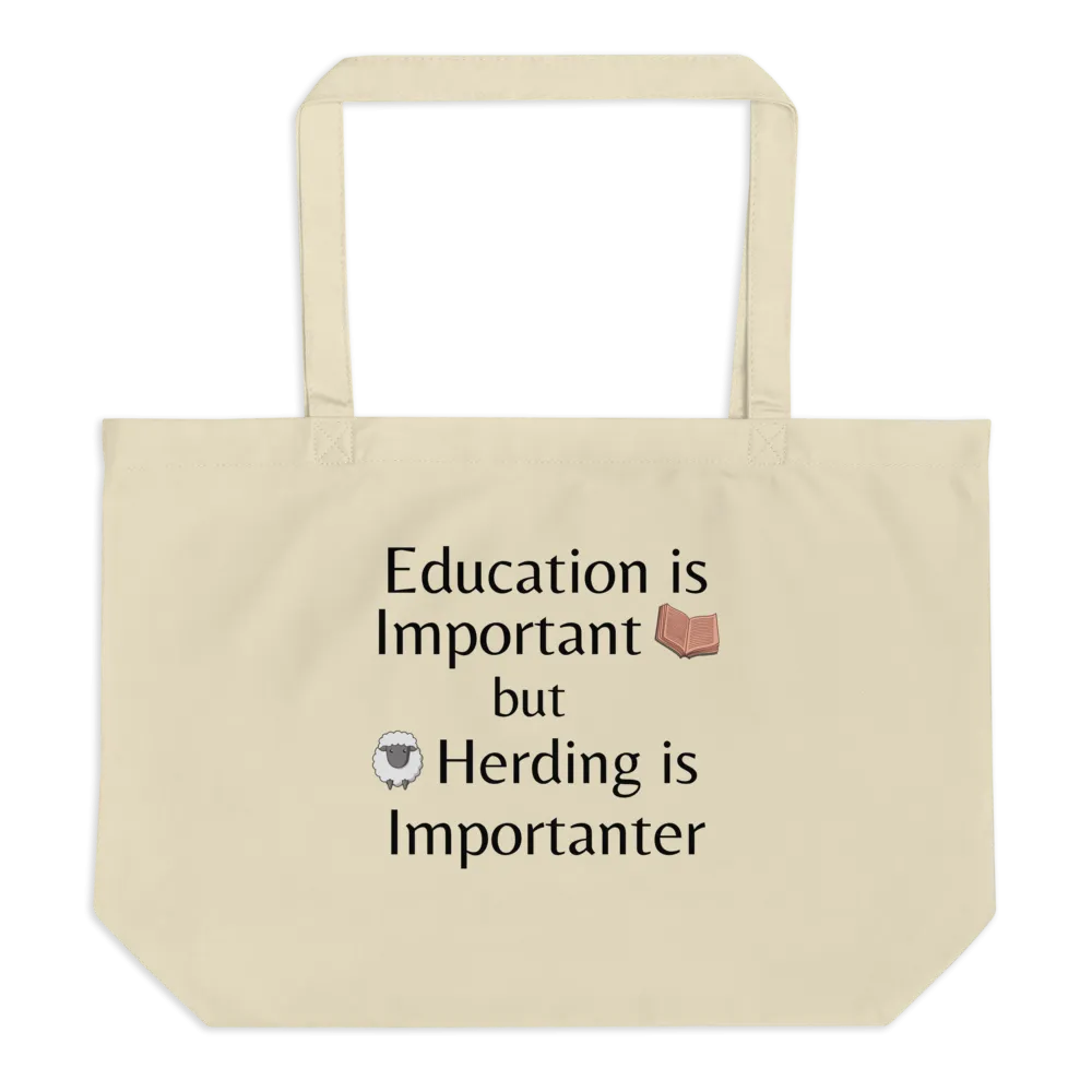 Sheep Herding is Importanter X-Large Tote/Shopping Bag - Oyster