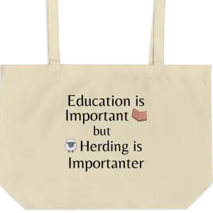 Sheep Herding is Importanter X-Large Tote/Shopping Bag - Oyster