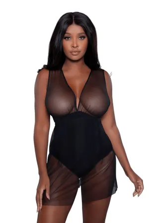 Sheer Mesh Babydoll with Bodysuit