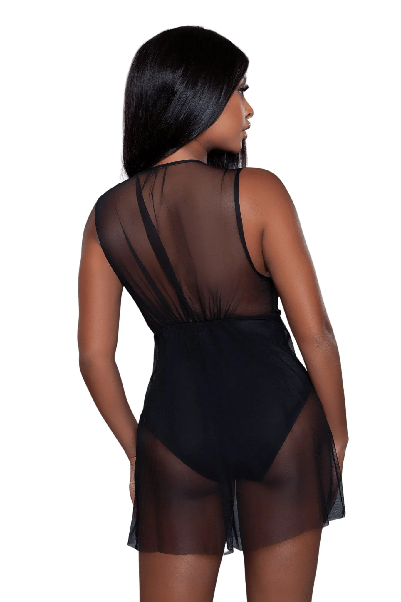 Sheer Mesh Babydoll with Bodysuit