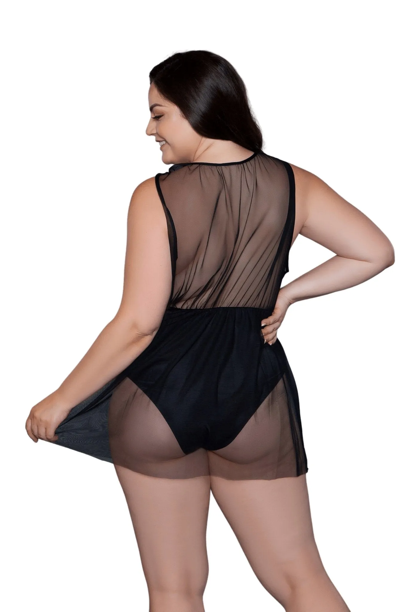 Sheer Mesh Babydoll with Bodysuit