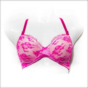 Shocking Pink Single Padded Net Underwired Bra