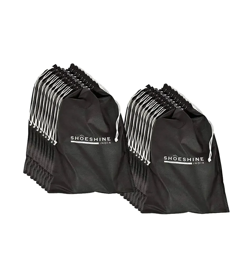 SHOESHINE Shoe Bag (Pack of 12) Shoe Storage bag for home & travel - Black