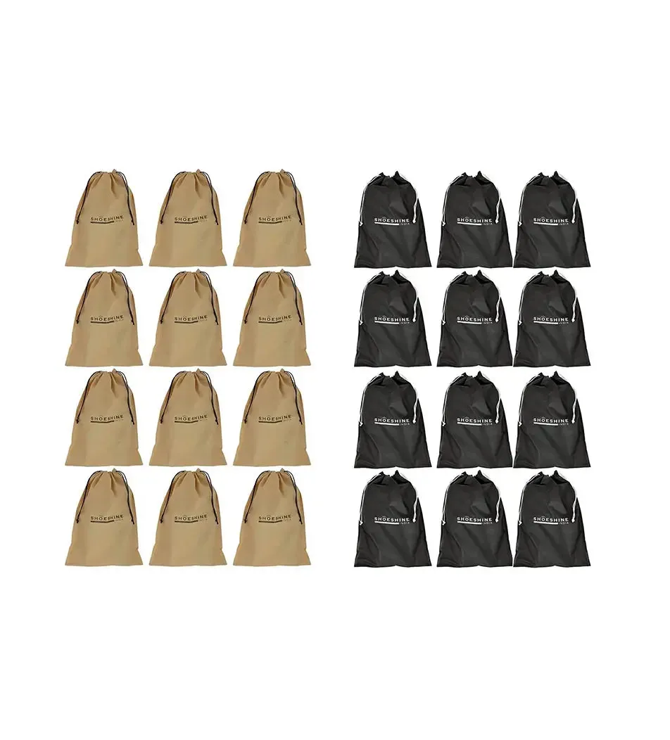 SHOESHINE Shoe Bag (Pack of 12) Shoe Storage bag for home & travel - Black
