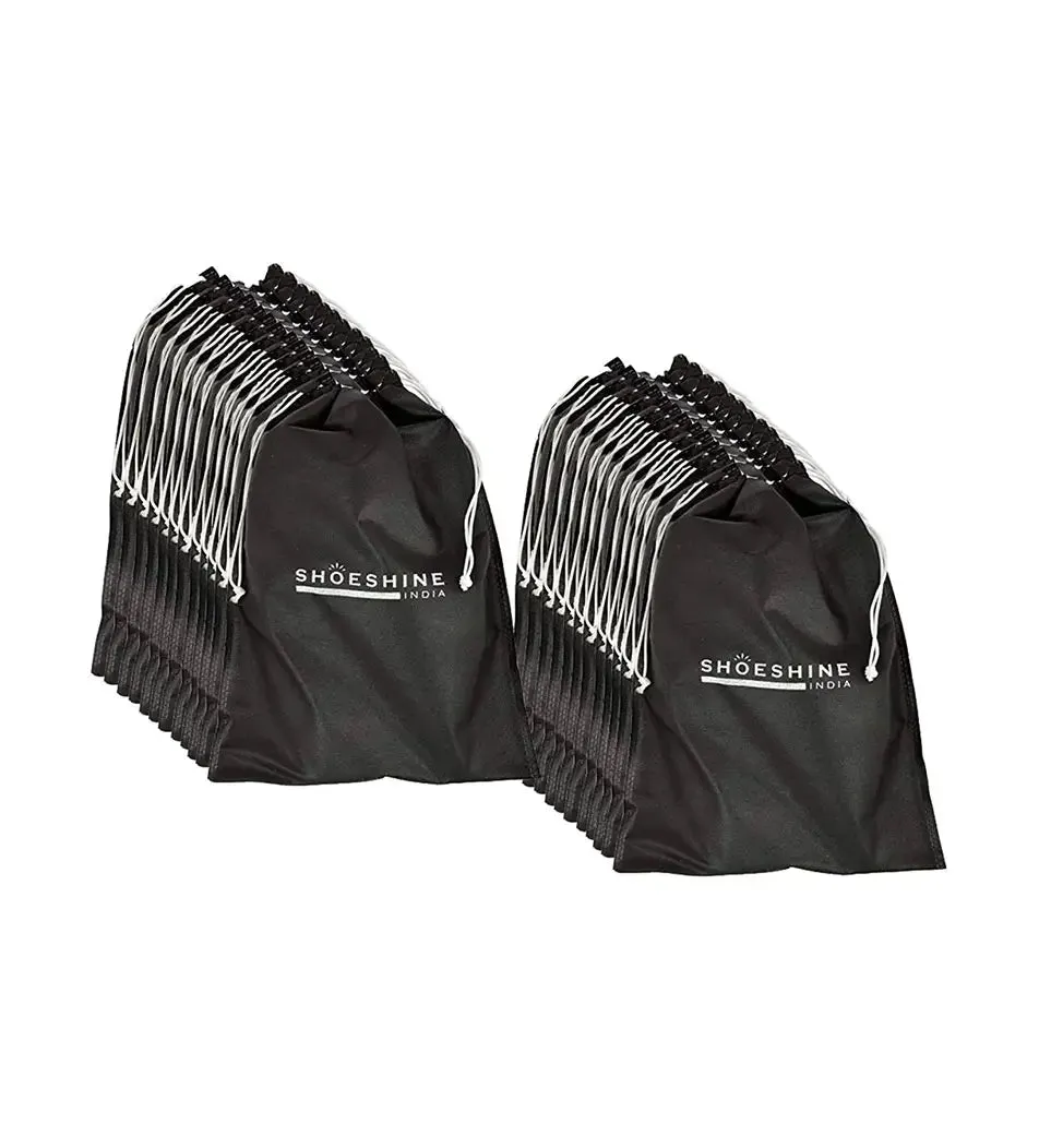 SHOESHINE Shoe Bag (Pack of 12) Shoe Storage bag for home & travel - Black