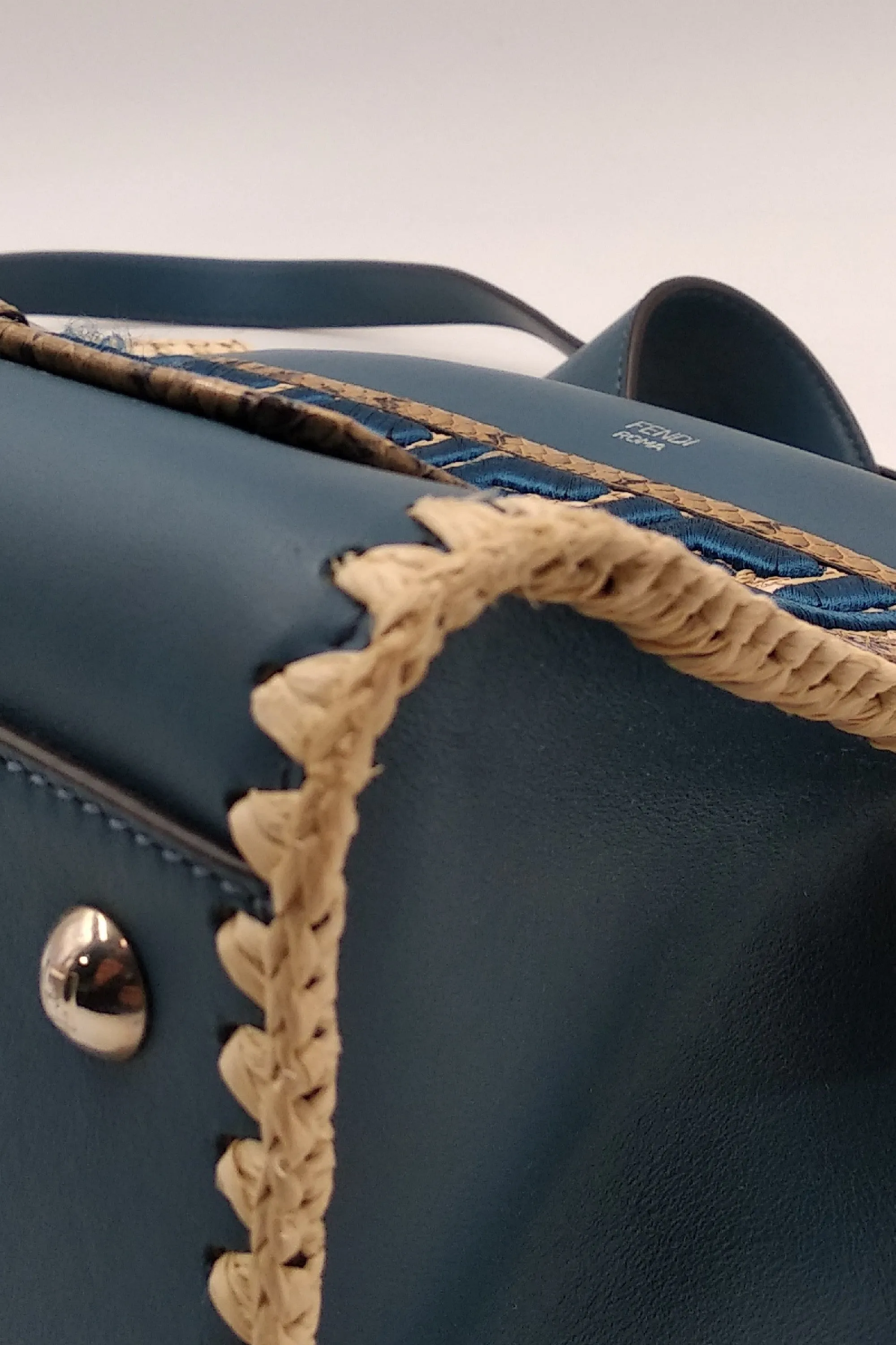 Small Snakeskin-Trimmed Runaway Blue