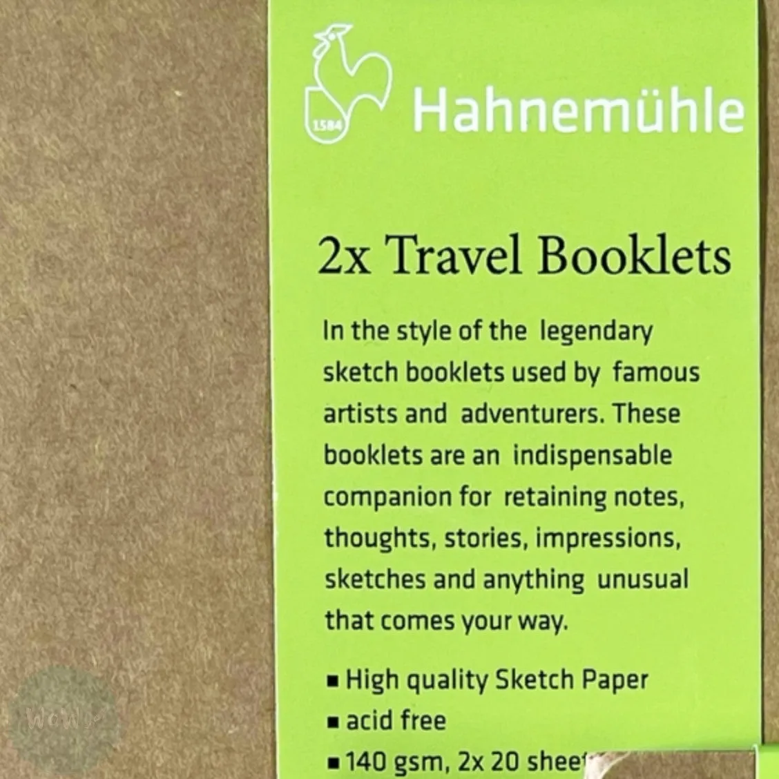 Softback Sketchbook - Hahnemuhle PACK OF 2 - Travel Booklets pads, 140 g/m² - 9 x 14 cm - Kraft Cover portrait