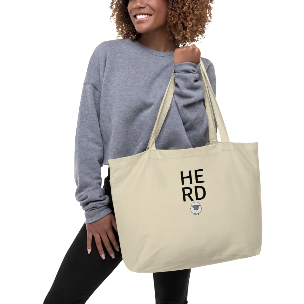 Stacked Herd with Sheep X-Large Tote/Shopping Bag - Oyster