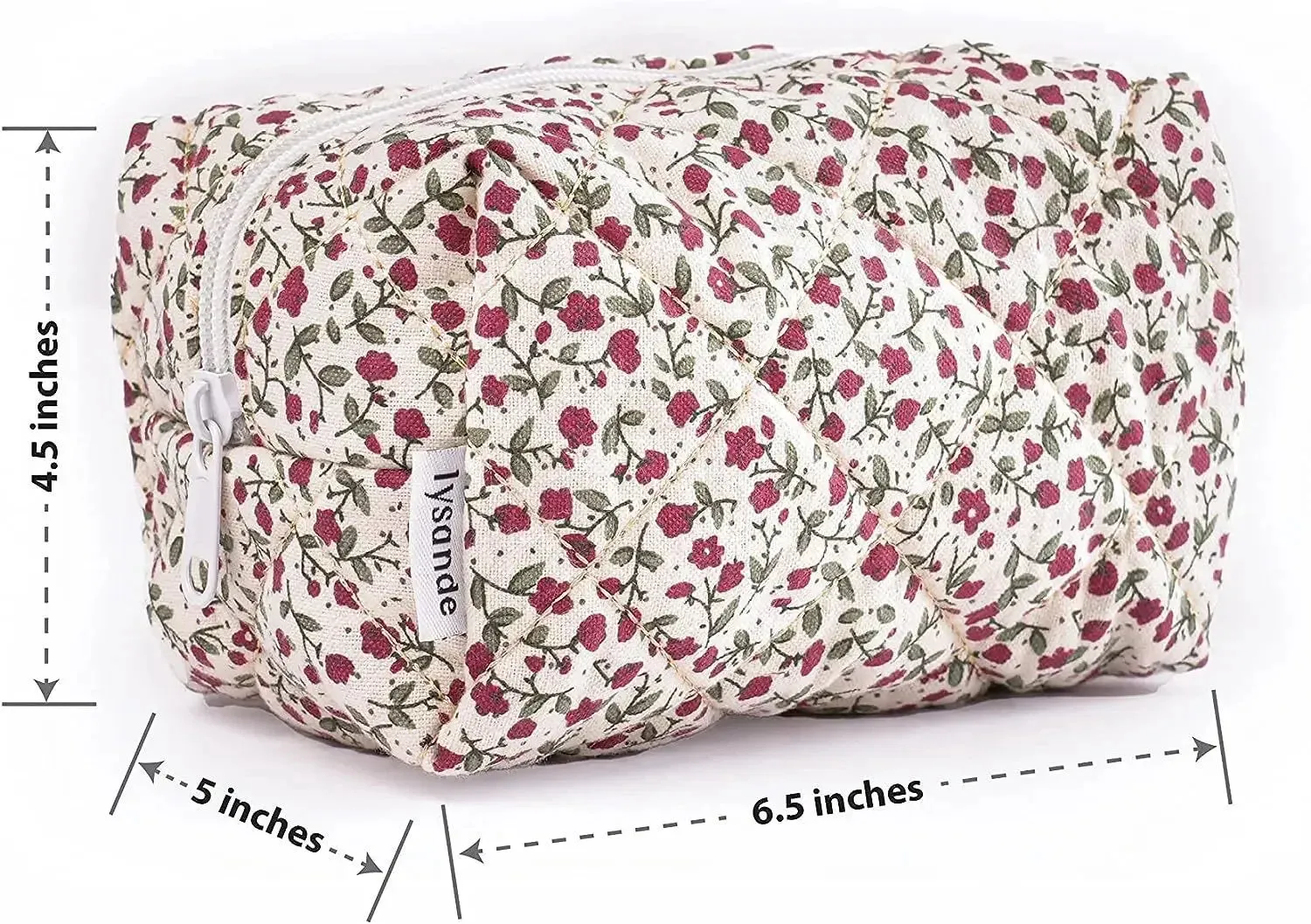 Storage Organizer Floral Puffy Quilted Makeup Bag Flower Printed Cosmetic Pouch Large Travel Cosmetic Bag Makeup Accessory