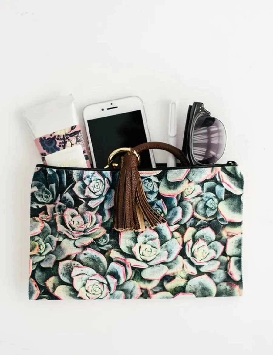 Succulent Cosmetic Pouch, College Student Gift, Mother's Day Gift,Christmas Gift