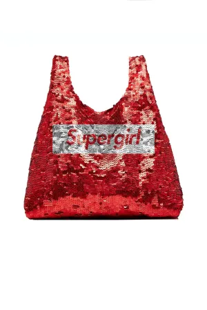 Supergirl Sequin Supermarket Bag