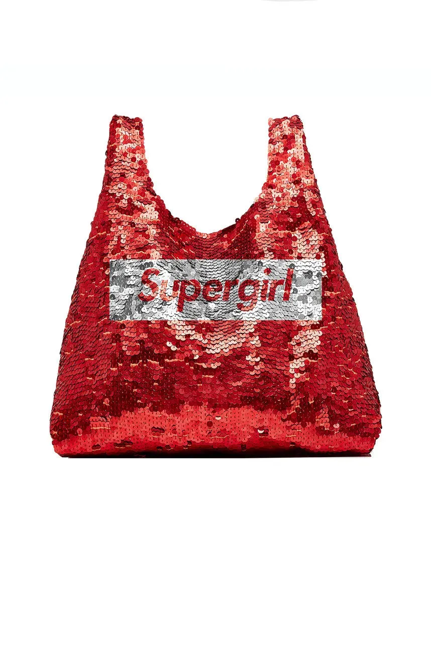 Supergirl Sequin Supermarket Bag