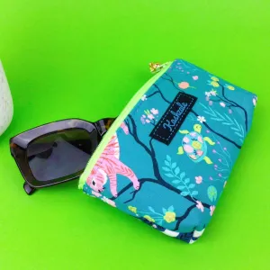 Teal Pandas and Tigers Sunglasses bag, glasses case. Teal Glasses Cases