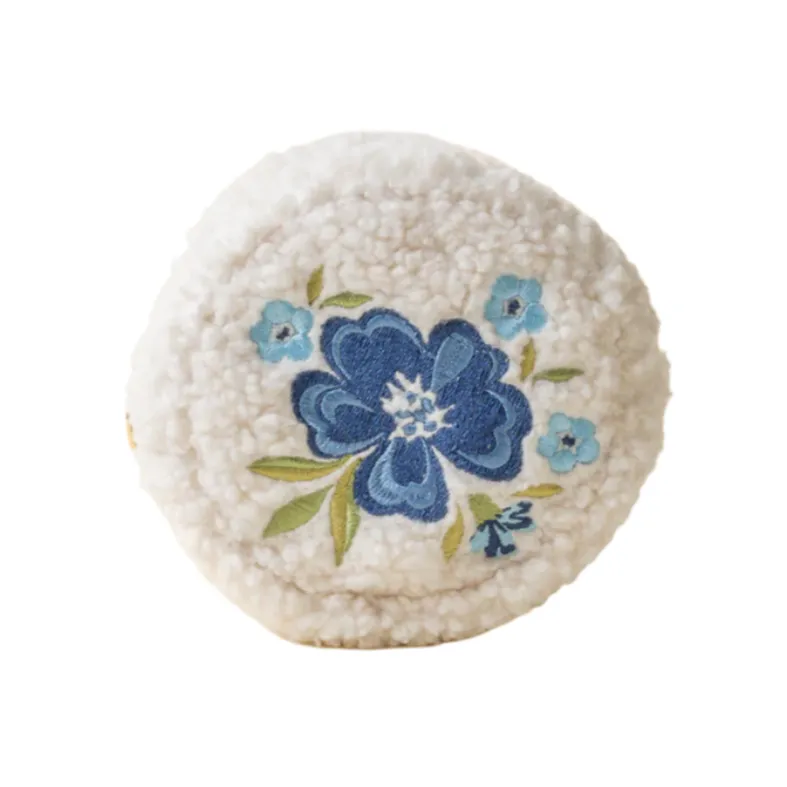 Teddy Pouch - Circle Blue Floral on White