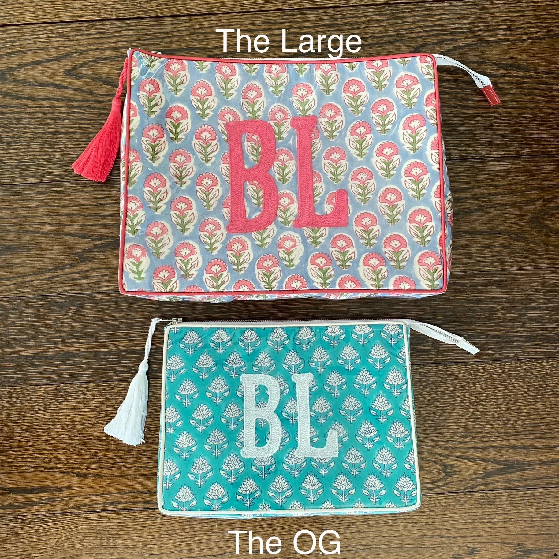 The Large India Bag - Periwinkle/Green - Monogrammed