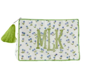 The Large India Bag - Periwinkle/Green - Monogrammed